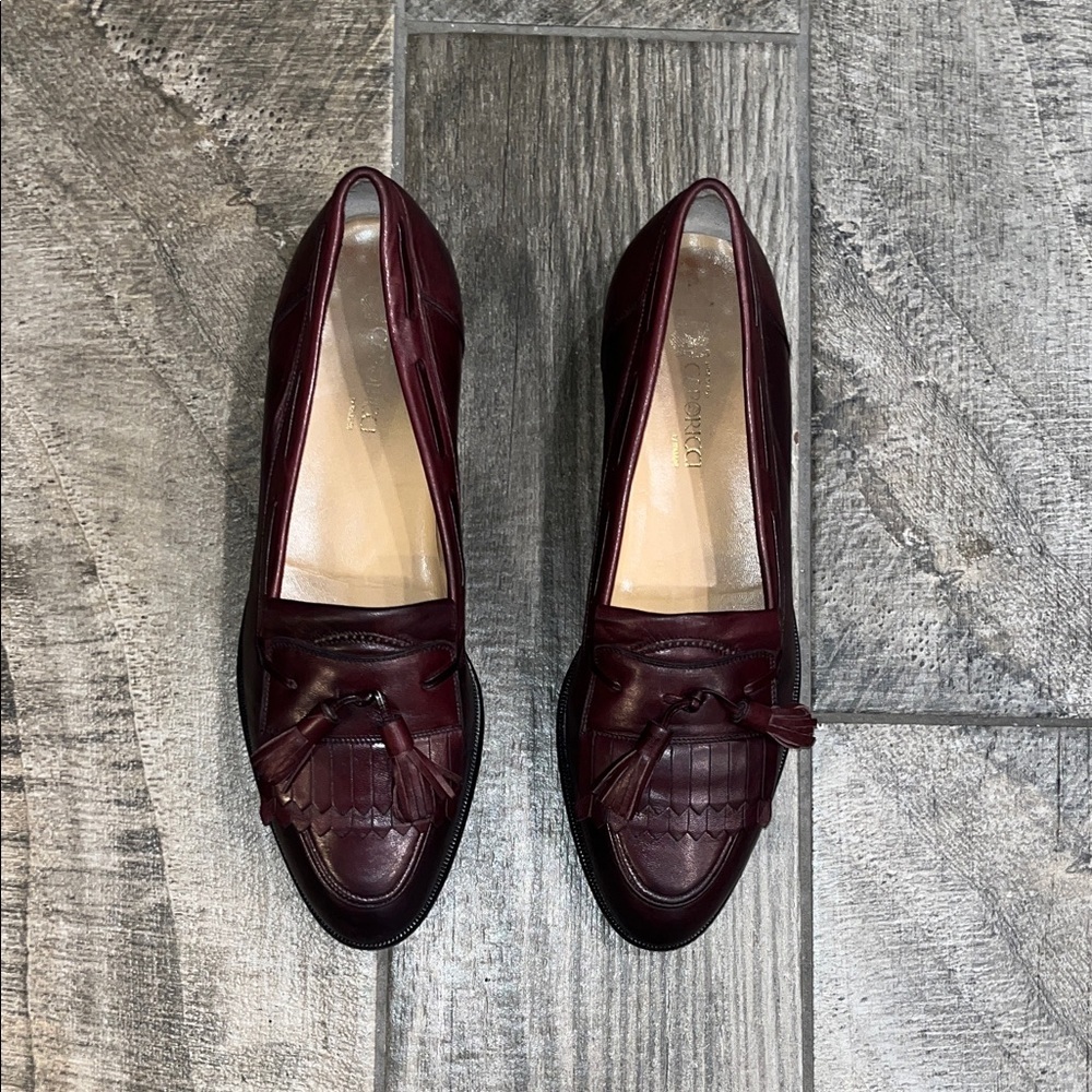 Caporicci Italian leather Burgundy slipon tassels Loafers